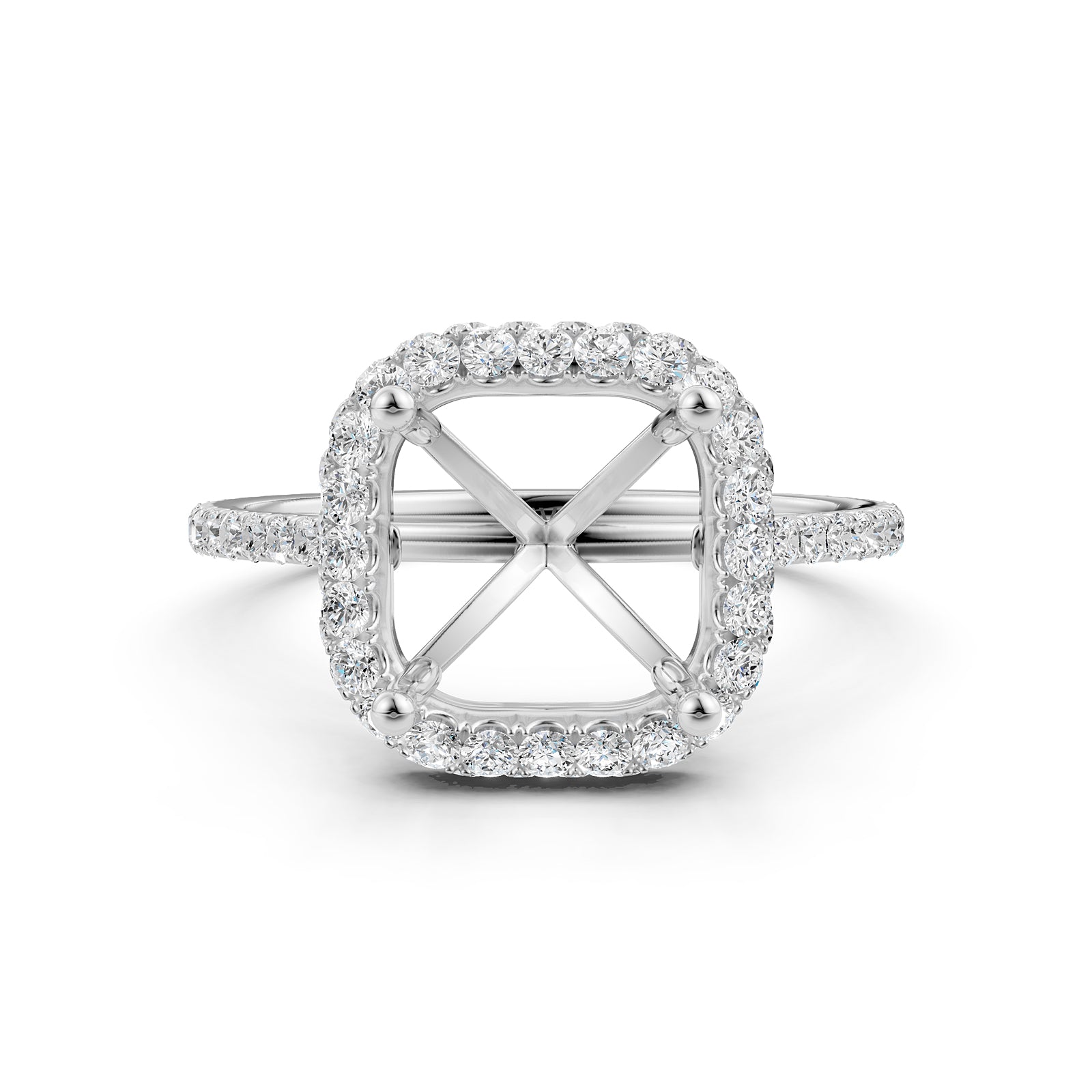 Double Halo Semi Mount Lab Grown Diamond Engagement Ring 0.53 Ct.